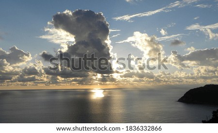 landscape of Sestri Levante in Liguria at sunset, Italy 