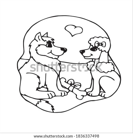 Two Dogs are in Loved Coloring Page