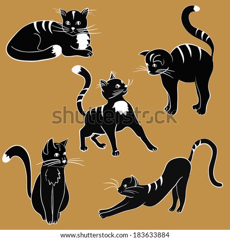 simple drawings of cats on a white background