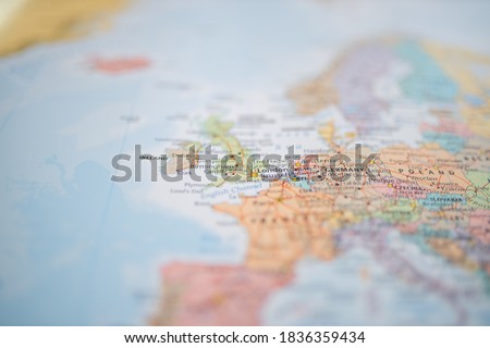 Picture of London and The United Kingdom on a Colorful and Blurry European Map