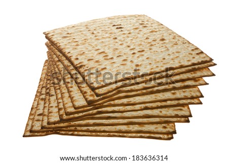 Stack of Matzo traditional Jewish Passover bread