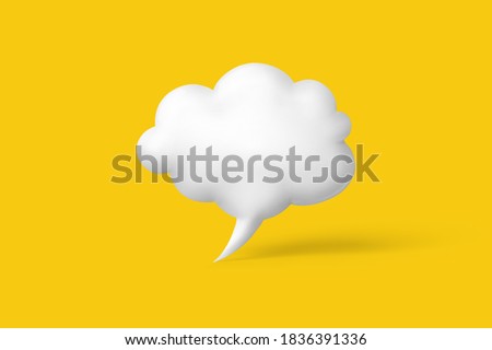 3d render of a cloud in shape of the speech bubble isolated on yellow background with copy space