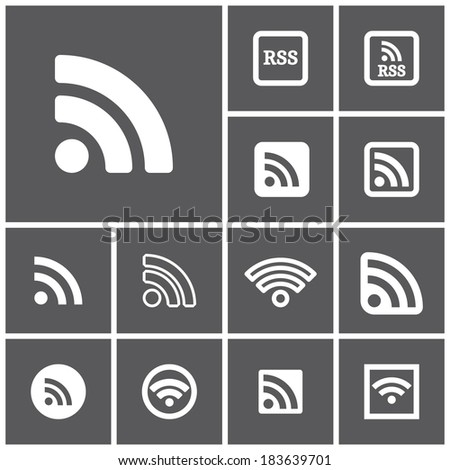 Set of flat simple dark  rss icons, vector illustration Royalty-Free Stock Photo #183639701