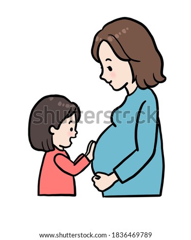 Clip art of pregnant woman and child