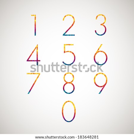 numbers set multicolor diamond
