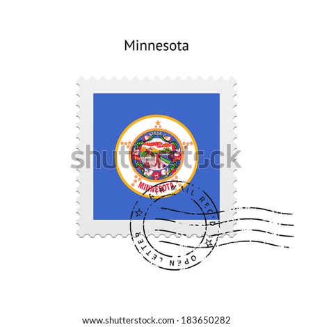 State of Minnesota flag postage stamp on white background. Vector illustration.