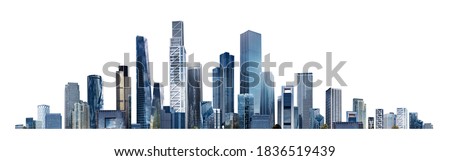 Modern City illustration isolated at white with space for text. Success in business, international corporations, Skyscrapers, banks and office buildings. Royalty-Free Stock Photo #1836519439