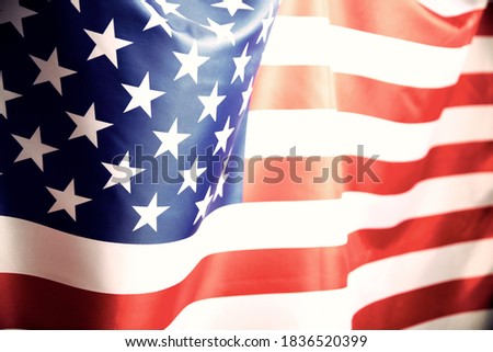 Flag of United States of America waving .