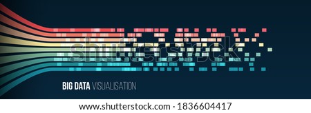 Big data visualization. Information analytics concept. Abstract stream information. Filtering machine algorithms. Sorting binary code. Vector technology background. Royalty-Free Stock Photo #1836604417