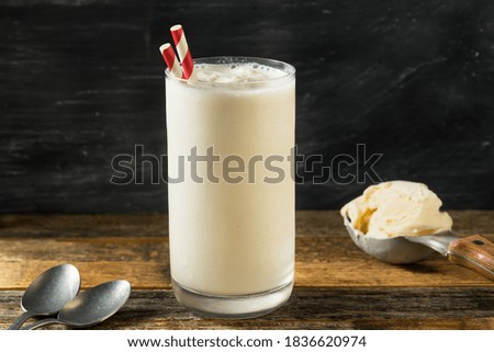 Homemade Frozen Vanilla Milkshake with a Straw