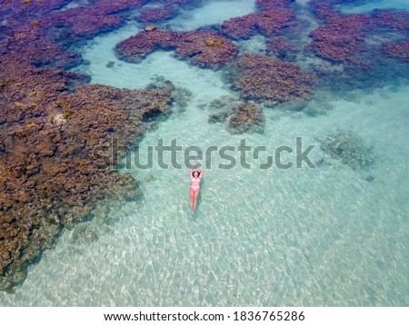 Aerial view of reefs of Maragogi, Coral Coast Environmental Protection Area, Maragogi, Alagoas, Brazil Royalty-Free Stock Photo #1836765286
