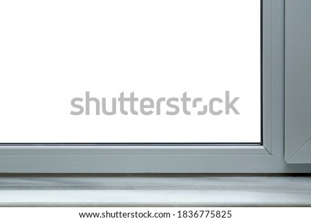Front view window sill on isolated white background