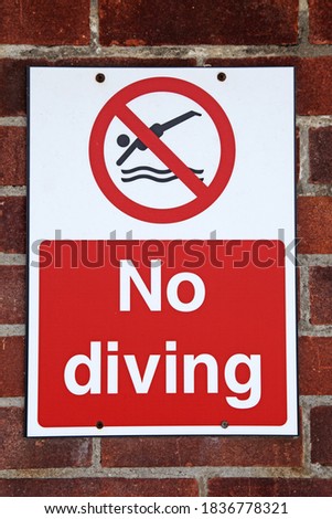 No Diving sign in Weymouth, Dorset, England.