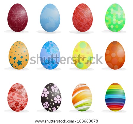 Illustration of Easter eggs on a white background