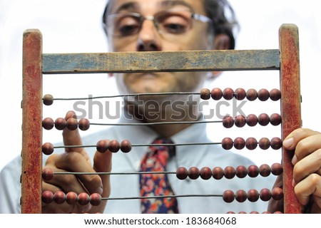 accountant with abacus over white background Royalty-Free Stock Photo #183684068