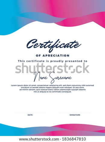 Editable certificate template, with a simple and elegant appearance