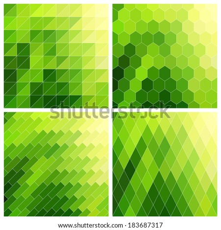 Green Geometric Pattern Set