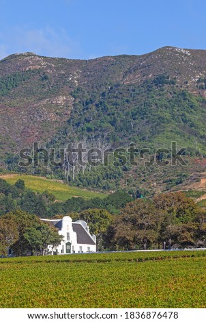 Groot Constantia, the finest surviving example of Cape Dutch architecture, and one of South Africa’s foremost historical monuments tourist attractions, dates back to 1685. Royalty-Free Stock Photo #1836876478