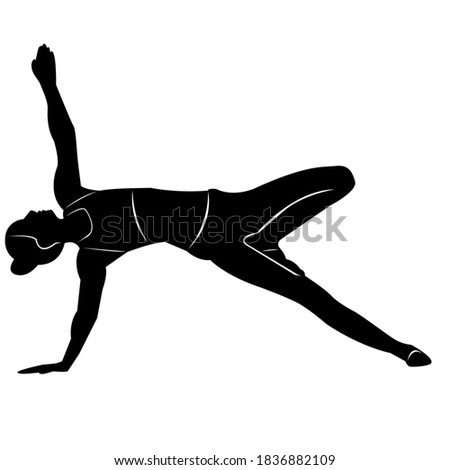 Beautiful gymnastics movements by girls. Black silhouette.