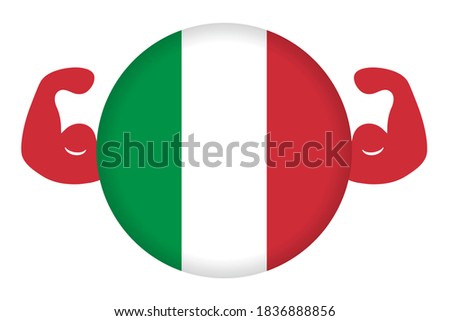 Strong Italian image illustration (circular Italian flag and bicep)
