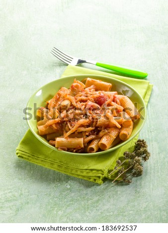 pasta with eggplants and pachino tomatoes