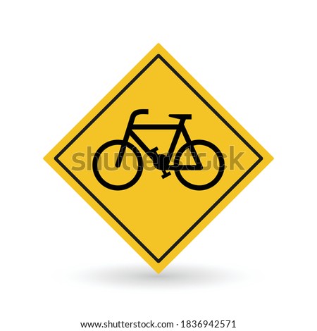 Bicycle Traffic Warning Sign Collection of warning, mandatory, prohibition and information traffic signs. Traffic signs road collection series. Vector illustration.