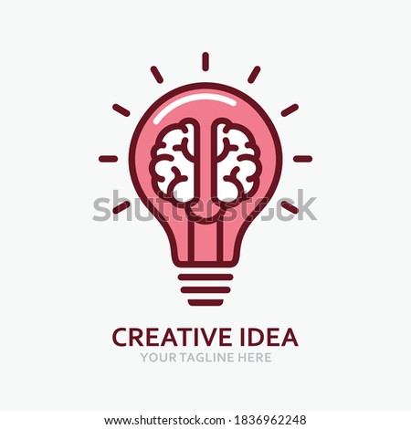 Creative idea in line icon, Creative brain light bulb logo vector illustration, Symbol of innovation, idea, mind, thinking, solution, education 