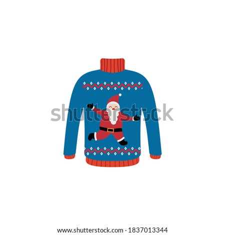 Vector ugly sweaters  for Christmas party. Knitted jumpers with winter patterns