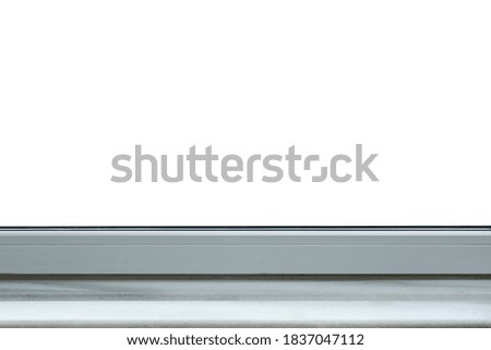 Front view window sill on isolated white bacground