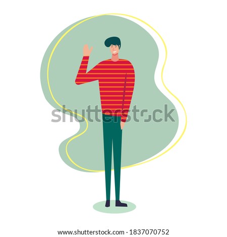 hipster guy say hi vector illustration in flat style