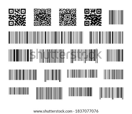 Set of barcodes and qr codes. Industrial barcodes. Scan code bars. Code price.