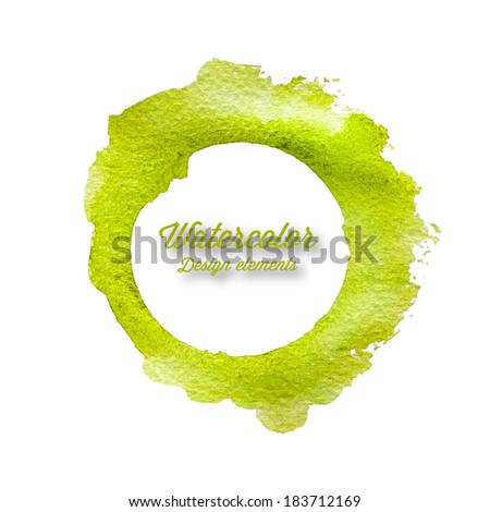 Vector watercolor design element. Hand drawn abstract colorful ring.