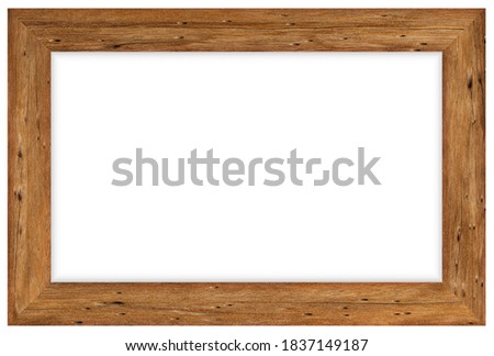 Wood photo frame isolated on white background with clipping path
