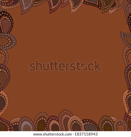 Doodle frame. Illustration in white, brown and gray colors. Seamless pattern. Vector illustration.