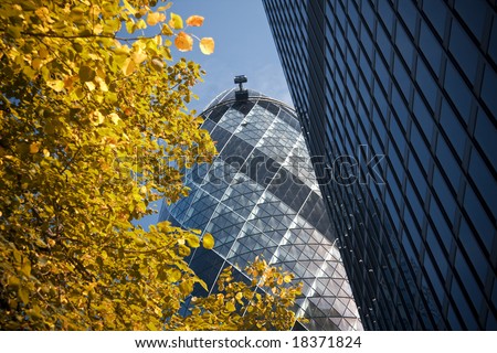 Modern London skyline in the financial district