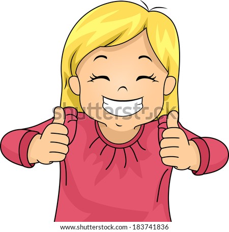 Illustration of a Little Girl Giving Two Thumbs Up Royalty-Free Stock Photo #183741836