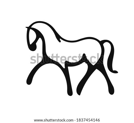 Minimalist outline horse icon logo template vector illustration