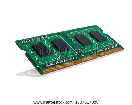 Latest-generation 16 GB RAM module for desktop computer, high throughput, random access memory, isolated on a white background Royalty-Free Stock Photo #1837517080