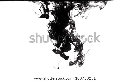 black ink dissolving in clear water