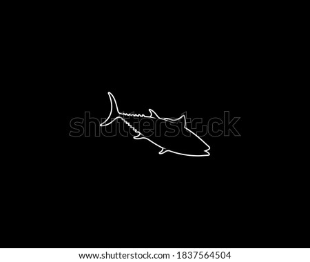 Tuna Silhouette on Black Background. Isolated Vector Animal Template for Logo Company, Icon, Symbol etc