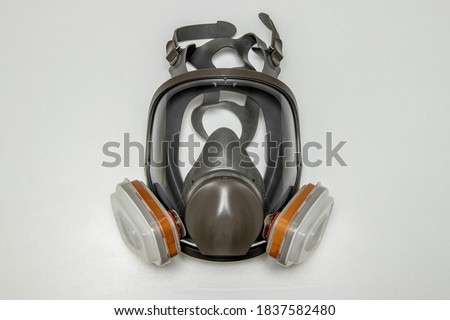Full face mask respirator for personal respiratory protection. Royalty-Free Stock Photo #1837582480