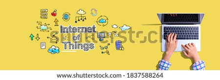 IoT with woman using a laptop computer