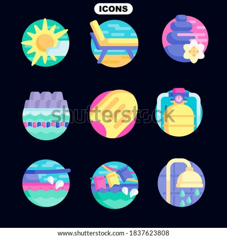 swimming pool set collection, vector illustration
