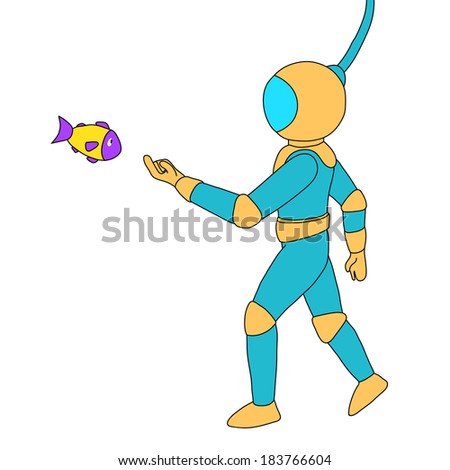 A vector illustration of a scuba diver 