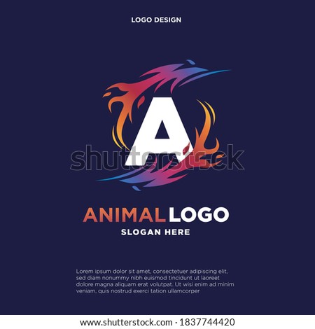 Initial Letter A Logo Design inside Circle Fire or Flames