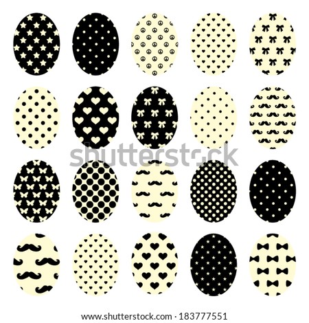 Fashionable Easter Eggs Collection. Vector Illustration