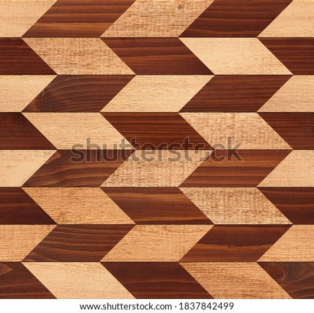 Wooden boards. Brown rough parquet floor with geometric pattern. Wood texture background. 