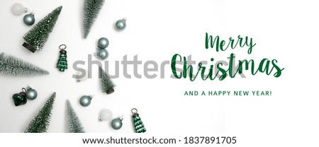 Christmas background with different decorations with writing