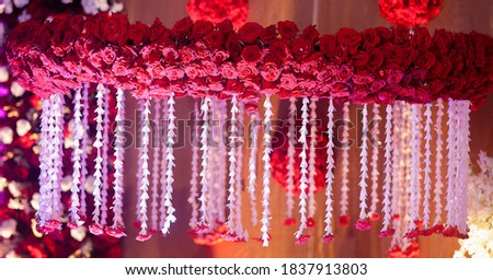 stage decoration with bright red roses Royalty-Free Stock Photo #1837913803