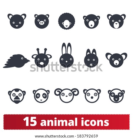 Animal icons. Vector set of signs: wildlife and domestic pets.